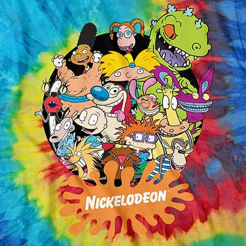 Vista 2 de Nickelodeon Camisa clásica de los años 90 para hombre, teñido anudado, Reptar, Ren & Stimpy y Hey arnold - Camiseta vintage con teñido anudado