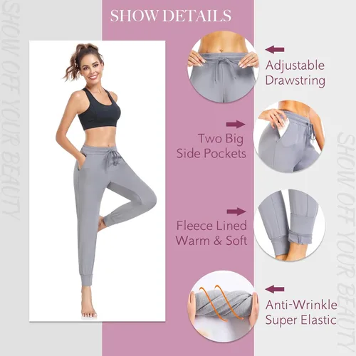 Vista 5 de NEW YOUNG 3 Pack Fleece Lined Sweatpants for Women-Womens Joggers Pants with Pockets Workout Yoga Pants