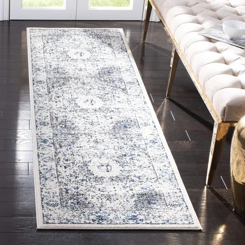 Vista 28 de SAFAVIEH Evoke Collection EVK220B Medallón oriental shabby chic de 2'2" x 4', color gris/dorado, no desprende pelusa, alfombra de acento para sala