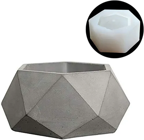 Vista 4 de Nicole - Molde de silicona para maceta de concreto, hecho a mano, maceta geométrica, jardín, bonsái, herramientas de decoración