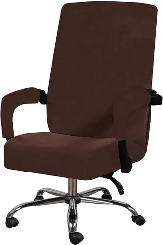 Vista 8 de Funda para silla de oficina con fundas para reposabrazos, funda elástica de terciopelo suave para silla de escritorio, fundas protectoras para silla