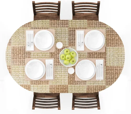 Vista 10 de UMINEUX - Mantel redondo de vinilo ajustable con bordes elásticos y reverso de franela, funda de mesa redonda impermeable, fácil de limpiar