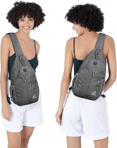 Vista 18 de Waterfly - Mochila cruzada tipo bandolera para viajes y caminatas, bolsa de pecho, Gris, talla única