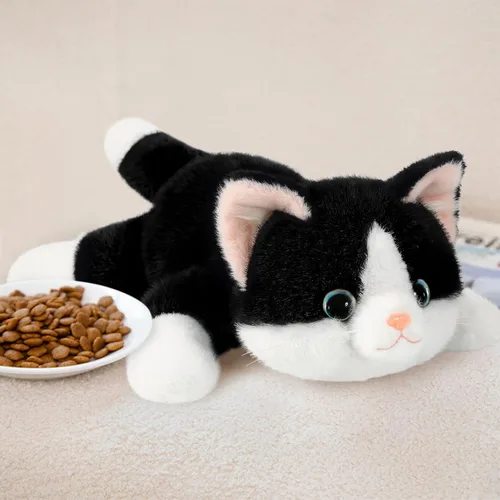 Vista 8 de Ditucu Peluche de gato negro con peso de 0.6 libras, lindo y realista gatito de 11.8 pulgadas, peluches suaves, regalos para niños