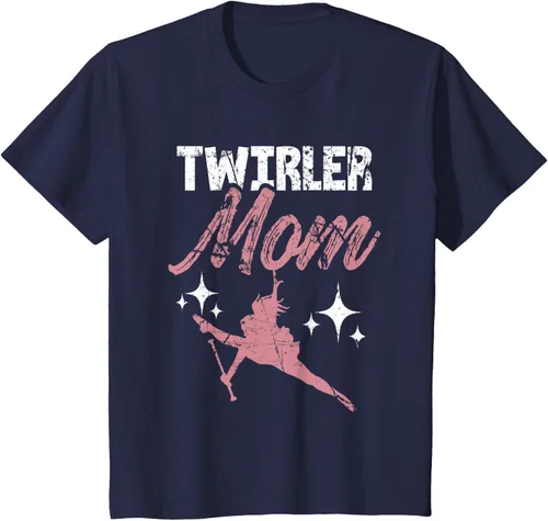 Vista 28 de Twirler Mom Baton Madre Majorette Funny Gymnastic Twirling T-Shirt Negro