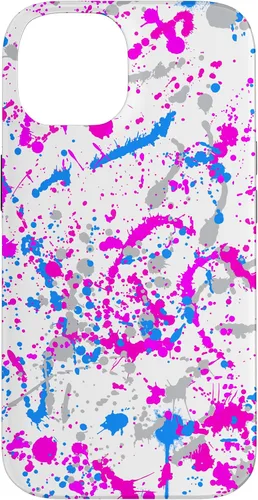 Vista 4 de iPhone 16 Rosa + Azul + Gris Blanco Patrón de salpicaduras de pintura