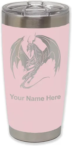 Vista 15 de LaserGram Vaso aislado al vacío de 20 onzas, dragón, grabado personalizado incluido (negro)
