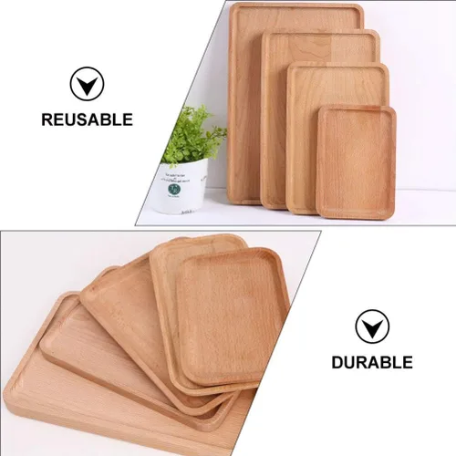 Vista 4 de Cabilock Organizador de frutas de madera maciza, bandeja decorativa para servir pasteles, postres, soporte de exhibición de vajilla de madera