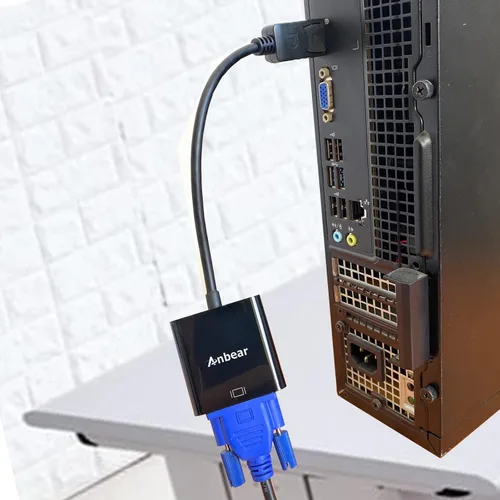 Vista 5 de Adaptador DisplayPort a VGA, DisplayPort chapado en oro para computadoras de escritorio y portátiles habilitados a convertidor VGA 1080P a 60Hz