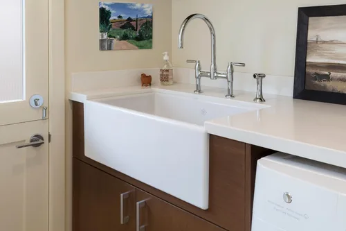 Vista 8 de Rohl MS2418WH Shaws - Fregadero de arcilla refractaria de lavabo único de 24 pulgadas Blanco