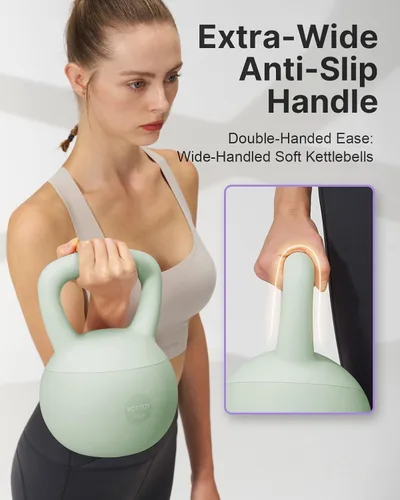 Vista 4 de YOTTOY Pesa rusa suave, pesas rusas con agarre antideslizante para entrenamientos en casa, juego de pesas rusas fuerza y seguridad garantizadas
