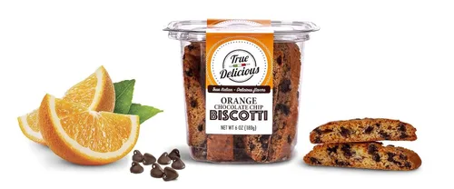 Vista 4 de True Delicious BISCOTTI, 4 cajas de diferentes sabores (almendra entera, pistacho salado, chispas de chocolate naranja, arándano), 4x6oz..