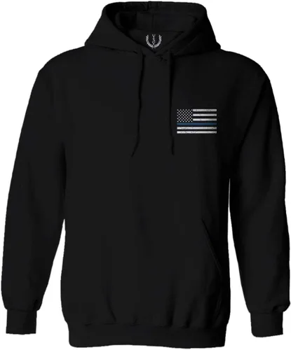 Vista 2 de Sudadera con capucha de la bandera estadounidense con diseño de la bandera azul delgada