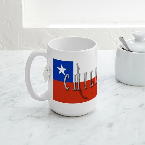 Vista 5 de CafePress Taza de café de cerámica extra grande de 15 oz (15.0 fl oz) con bandera de Chile