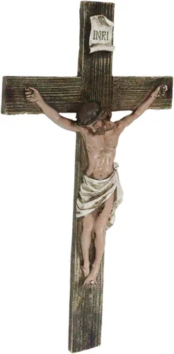 Vista 4 de Ebros Gift Pasión de Jesucristo Muerte en el Calvario Crucifijo Católico INRI Cruz Colgante Figura Figura 13.75 pulgadas de alto Religioso Cristiano