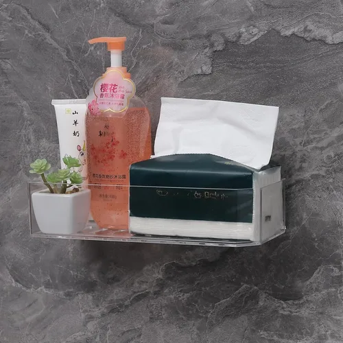 Vista 5 de Cq acrylic Estante organizador de ducha de baño, organizador de ducha adhesivo para almacenamiento de baño, decoración del hogar y cocina, estante