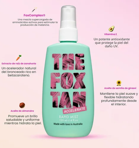 Vista 2 de The Fox Tan Bruma de bronceado rápido, acelerador de bronceado para bronceados más oscuros y rápidos, crea una piel bronceada dorada e impecable