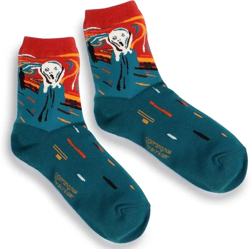 Vista 3 de Calcetines de algodón para mujer, diseño divertido de pinturas famosas, casual