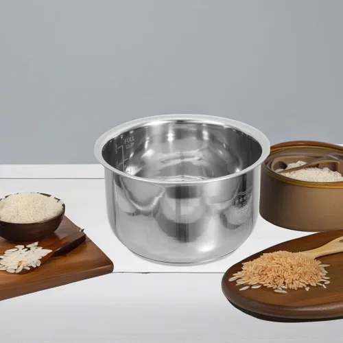 Vista 5 de Luxshiny Olla de arroz interior olla de cocina de acero inoxidable interior ollas 2l antiadherente olla de arroz contenedor para tradicional