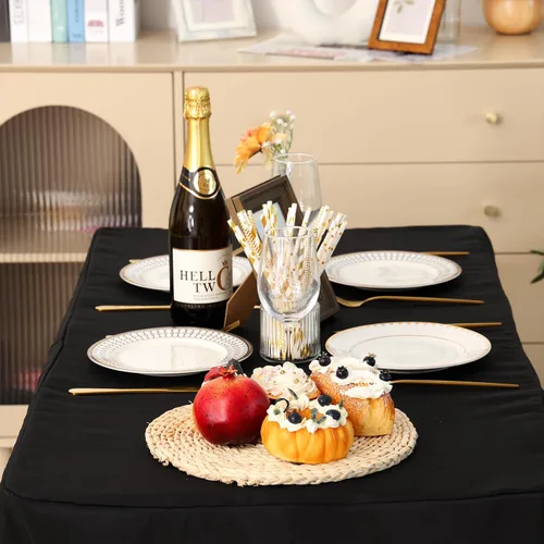 Vista 4 de Fixwal Fundas de mesa, paquete de 2 fundas ajustadas de 4 pies, protector de mesa negro para mesa plegable, mantel ajustado de 48 x 24 pulgadas