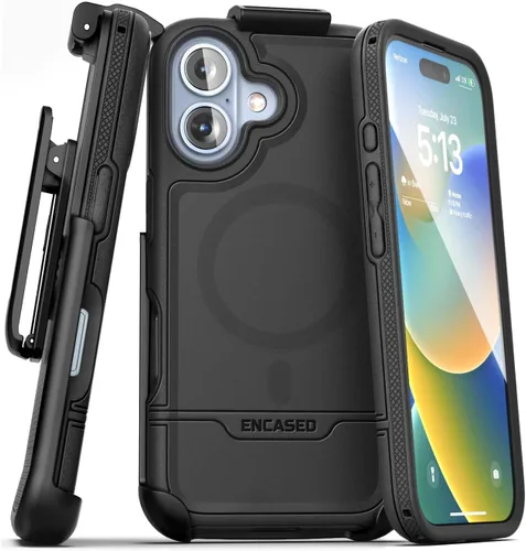 Vista 26 de ENCASED Funda para cinturón con clip para iPhone 11 (2019 Rebel Armor) Funda protectora resistente de cuerpo completo con soporte (Negro)