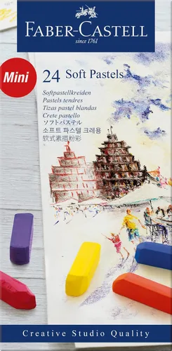 Vista 2 de FABER-CASTELL Creative Studio - Mini palitos pastel suaves (1.25 pulgadas), 24 colores vivos