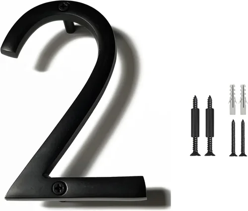 Vista 15 de NACH Números de casa flotantes, números de casa negros de aluminio de 4 pulgadas para exteriores - Número 0, números de puerta con accesorios