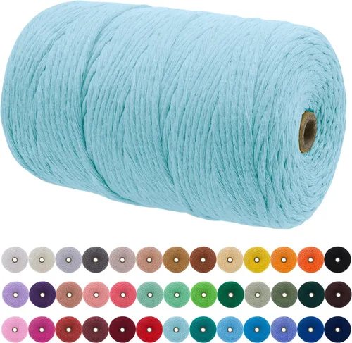 Vista 181 de JeogYong Cordón de macramé de un solo hilo 3 mm x 109 yardas (328 pies) Cuerda de algodón suave Hilo de macramé de 3 mm, suministros de macramé