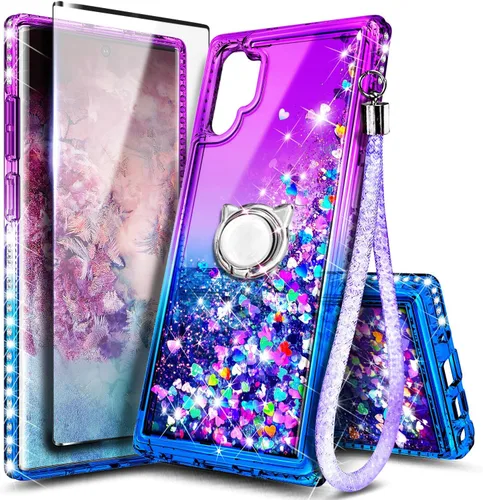 Vista 41 de NGB - Funda para teléfono Samsung Galaxy S9, color aguamarina/morado, bonita funda con purpurina líquida para mujeres y niñas, con protector