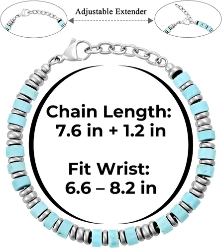 Vista 3 de SIUMAL Pulsera para hombre, pulseras bohemias de acero inoxidable para hombres, pulseras de cuentas, regalos de joyería para marido, padre, amigos