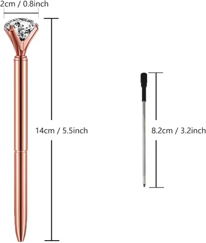 Vista 4 de Oddmoal Bolígrafos de diamantes divertidos y elegantes para mujer, bolígrafos de metal brillante, tinta negra, 12 unidades (colores mezclados)