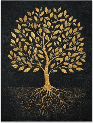 Vista 21 de VOCBAN Naturaleza árbol de la vida imágenes abstractas lienzo pintura grande moderno lienzo arte de pared árboles coloridos sala de estar decoración
