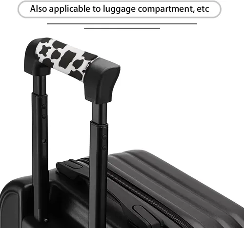 Vista 2 de Belidome Juego de 2 fundas para manija de equipaje con estampado de vaca para identificación de maleta, equipaje para el techo del automóvil