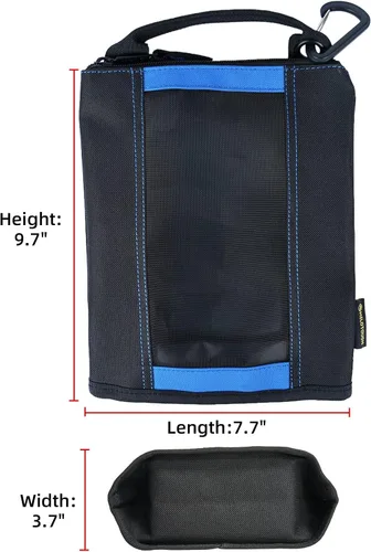 Vista 11 de Bolsa de herramientas de lona con cremallera MELOTOUGH, bolsa de herramientas con cierre, bolsa de malla resistente con ventana, ojales para colgar