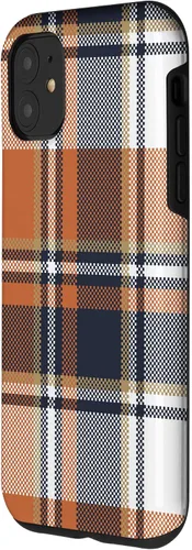 Vista 2 de Funda para iPhone 11, color negro y naranja, diseño de calabazas