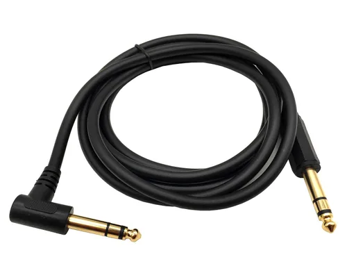 Vista 5 de Cable de instrumento de guitarra de 1/4 de pulgada, ángulo de 90 grados, conector TRS macho a 1/4 de pulgada, cable de audio TRS macho para guitarra