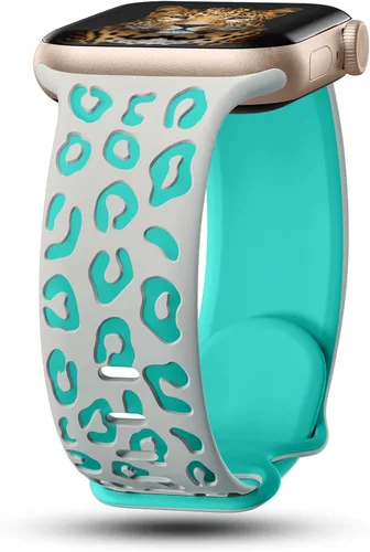 Vista 11 de CreateGreat Correas de leopardo grabadas compatibles con Apple Watch Band de 1.575 in 1.614 in 1.496 in 1.654 in 1.732 in 1.772 in 1.811 in 1.929 in