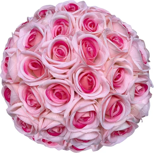 Vista 13 de FagusHome 30 piezas de rosas artificiales de seda a granel, flores falsas, cabezas de rosas con tallos para decoración del hogar y boda (azul oscuro)