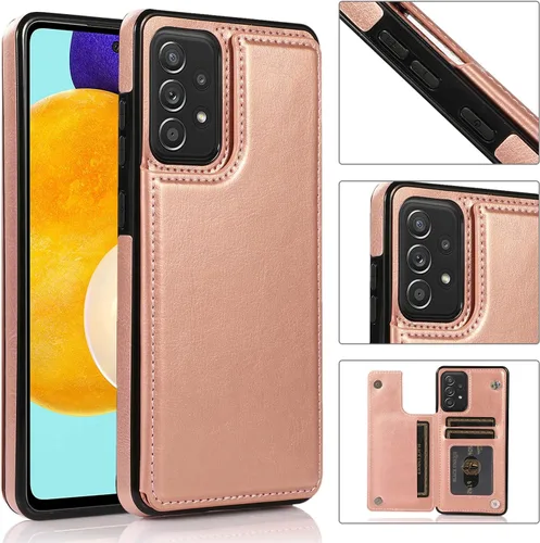 Vista 21 de UEEBAI Funda para Samsung Galaxy A53 5G, funda de cuero PU de lujo con [dos cierres magnéticos] [ranuras para tarjetas] Función de atril Durable A