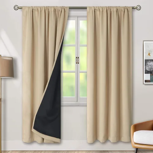 Vista 17 de BGment - Cortinas opacas para sala de estar de 63 pulgadas de largo, juego de 2 paneles, cortinas para oscurecer toda la habitación, cortinas