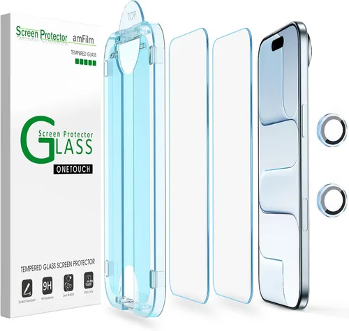 Vista 8 de amFilm OneTouch - Protector de pantalla para iPhone 12 Pro Max (6.7 pulgadas, 2020) con kit de fácil instalación, vidrio templado, paquete de 2