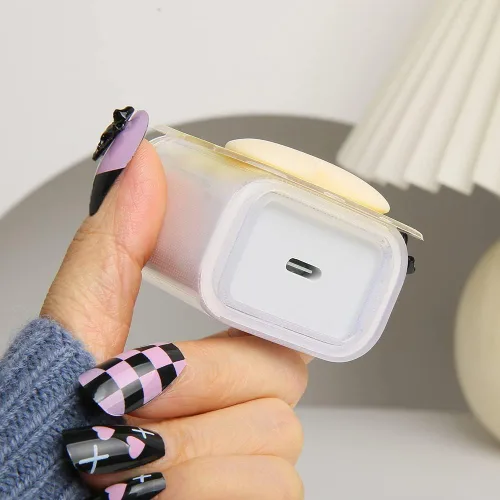 Vista 6 de Compatible con iPhone de 18 W/20 W, funda de cargador USB-C, bonito protector de cargador suave transparente con ondas de corazón 3D, bonito