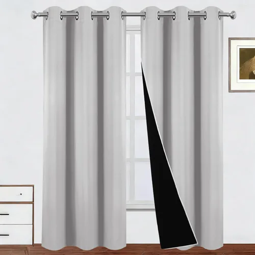 Vista 77 de LEMOMO Cortinas 100% opacas de 38 x 54 pulgadas, 2 paneles de oscurecimiento con aislamiento térmico para dormitorio