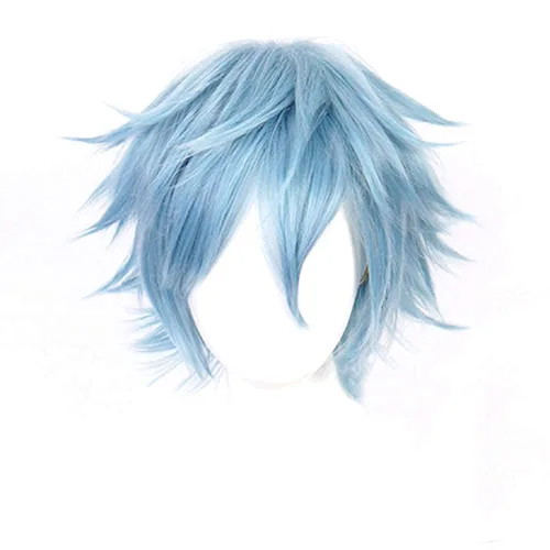 Vista 3 de XiongXiongLe Peluca de Halloween, cosplay, anime, My Hero Academia Cos, juego de rol, sintético, corto, azul, multicolor, pelucas para hombres