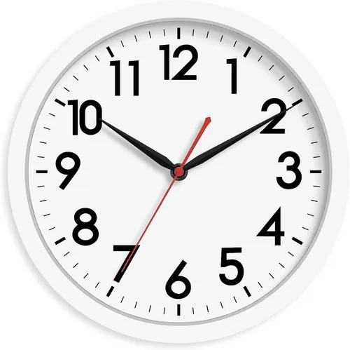 Vista 3 de AKCISOT 8 Inch Wall Clock, Silent Battery Operated Analog Clock, Black