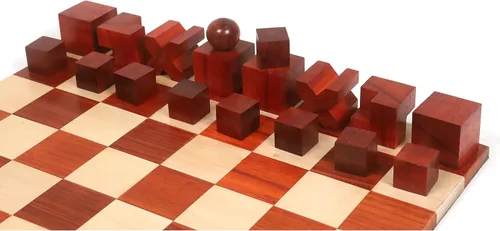 Vista 6 de Royal Chess Mall - Juego combinado de ajedrez Bauhaus 1923 Reproducido - Piezas de ajedrez de palo de rosa + tablero de ajedrez
