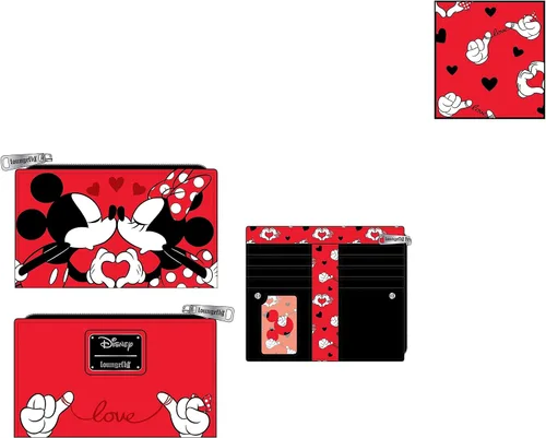 Vista 4 de Loungefly Mickey+Minnie Valentines Flap Wallet