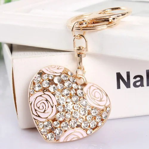 Vista 2 de Bonlting Colgante de cristal con diseño de corazón y rosa dulce amor