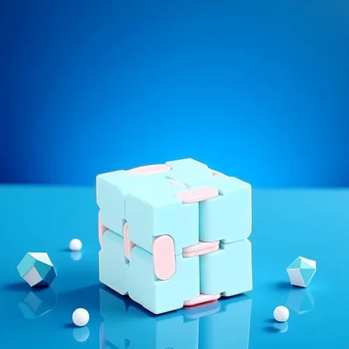 Vista 2 de Cubo infinito azul juguetes mágicos antiestrés cubo infinito mano flip alivio del estrés dedo antismo juego bolsillos juguete regalo alivio