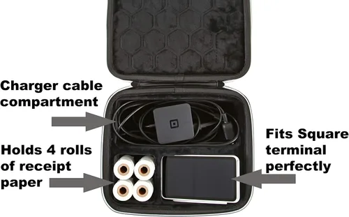 Vista 3 de 2TUFF Estuche cuadrado para lector – Se adapta a cargador de terminal cuadrado y 4 rollos de papel de recibo de lector de tarjetas – Estuche